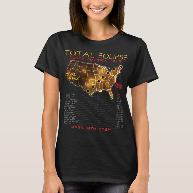 Camiseta Vuelta) Total del Eclipse Solar 2024 North America (Anverso)