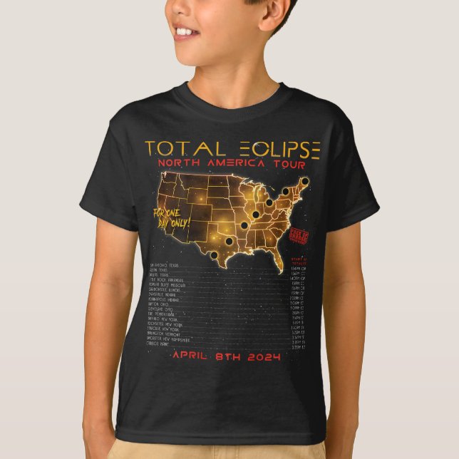 Camiseta Vuelta) Total del Eclipse Solar 2024 North America (Anverso)