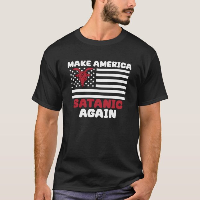 Camiseta Vuelve a hacer Estados Unidos satánico Satan Demon (Anverso)