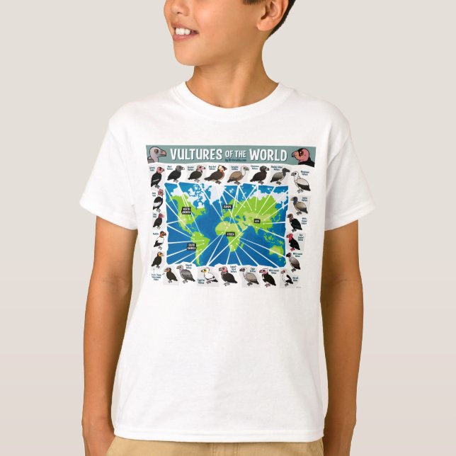 Camiseta Vulturas del Mapa Mundial (Anverso)