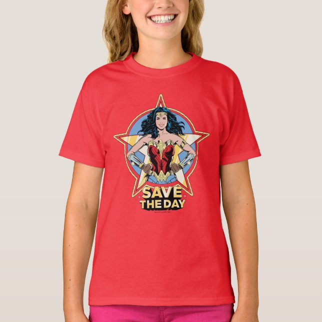 Camiseta W84 | Salvar el día de la mujer maravilla del arte (Anverso)