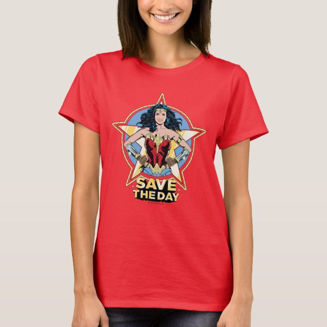 Camiseta W84 | Salvar el día de la mujer maravilla del arte (Anverso)