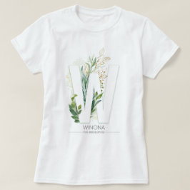 Camiseta W Monograma La vegetación dorada deja elegante
