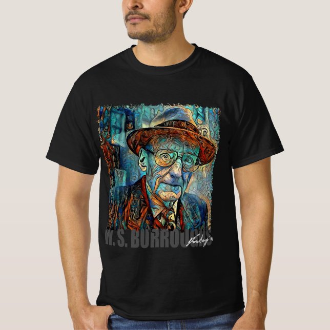 Camiseta W. S. BURROUGHS - Retrato de la NFT de Marco Aureg (Anverso)