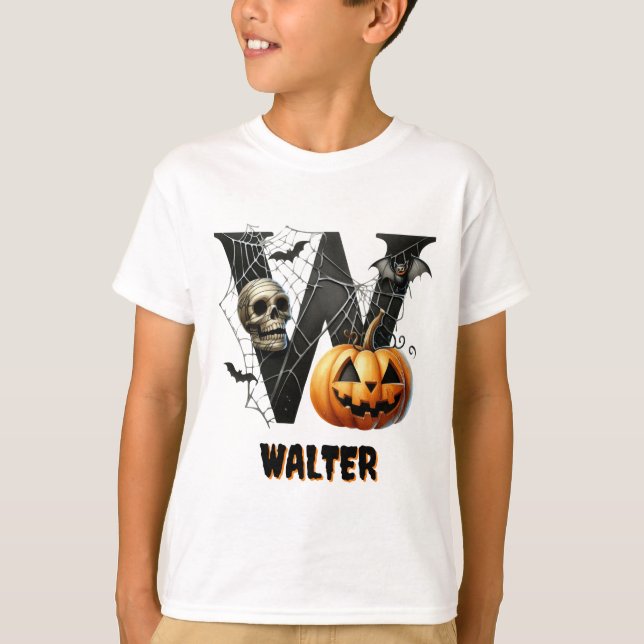 Camiseta W Truco inicial o trato Halloween (Anverso)