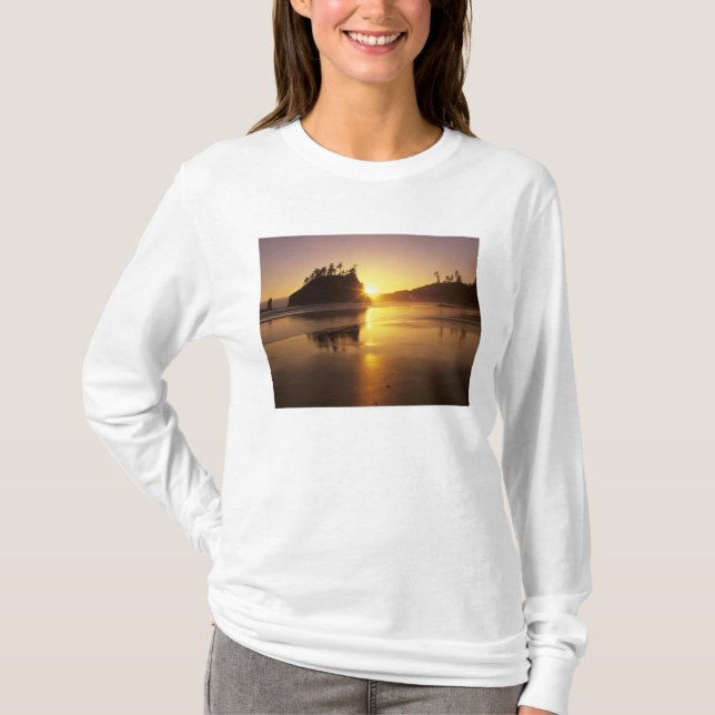 Camiseta WA, Olympic NP, Second Beach al atardecer (Anverso)