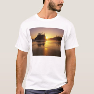 Camiseta WA, Olympic NP, Second Beach al atardecer