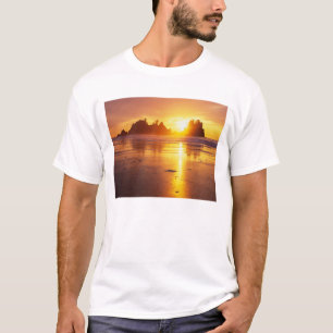 Camiseta WA, PN Olympic, playa Shi Shi al atardecer, Punta