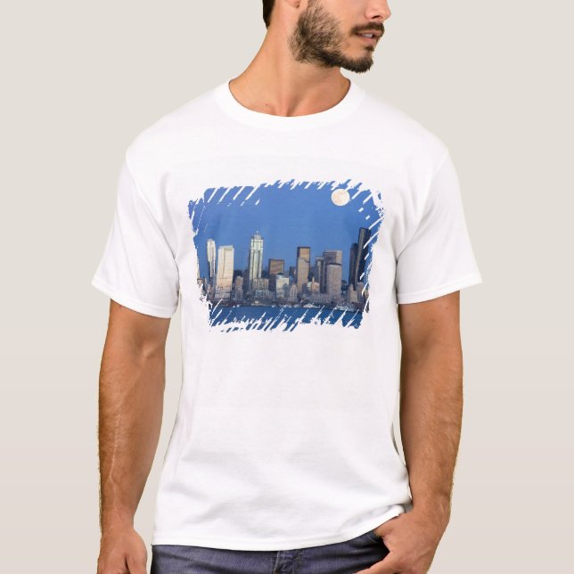 Camiseta WA, Seattle, el perfil de la ciudad de Seattle y E (Anverso)