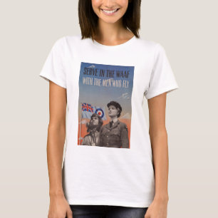 Camiseta WAAF en uniforme con el piloto al lado de ella