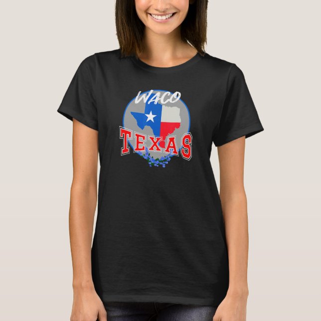 Camiseta Waco Texas en flor blanca y azul (Anverso)