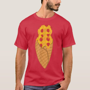 Camiseta Waffle Cone Cheesy Pepperoni Pizza Ice Cream T-Shi