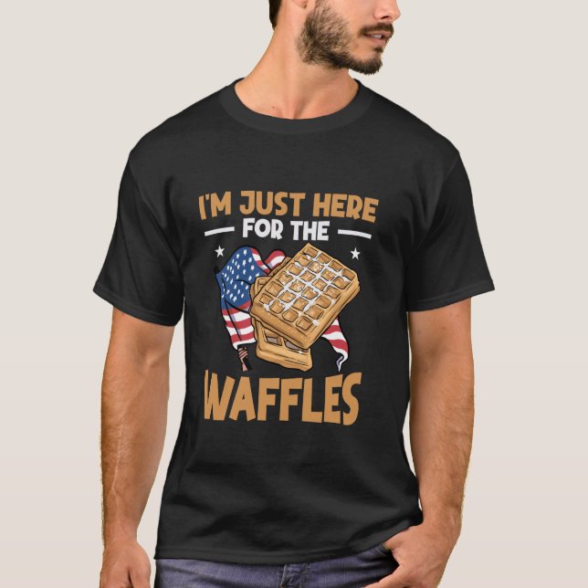 Camiseta Waffle USA American Flag Patriotic  Here For The W (Anverso)