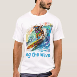 Camiseta Wag the Wave - Surfing Dog Summer Beach Vibes