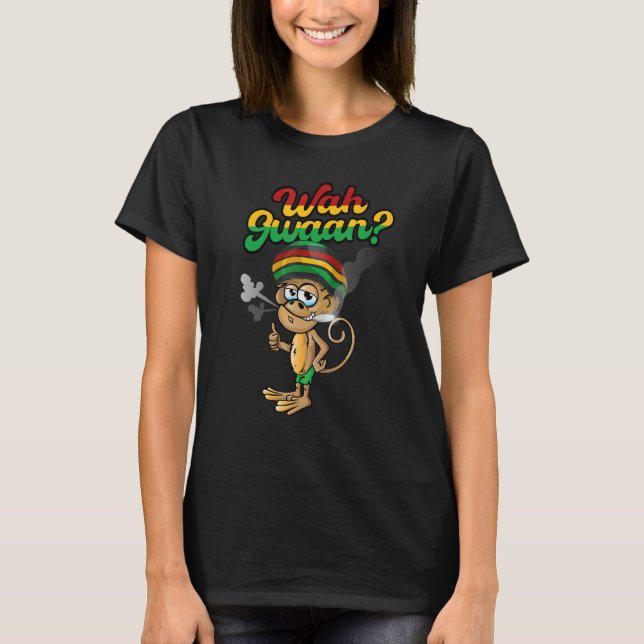 Camiseta Wah Gwaan Patois Jamaica Monkey Argot jamaicano (Anverso)