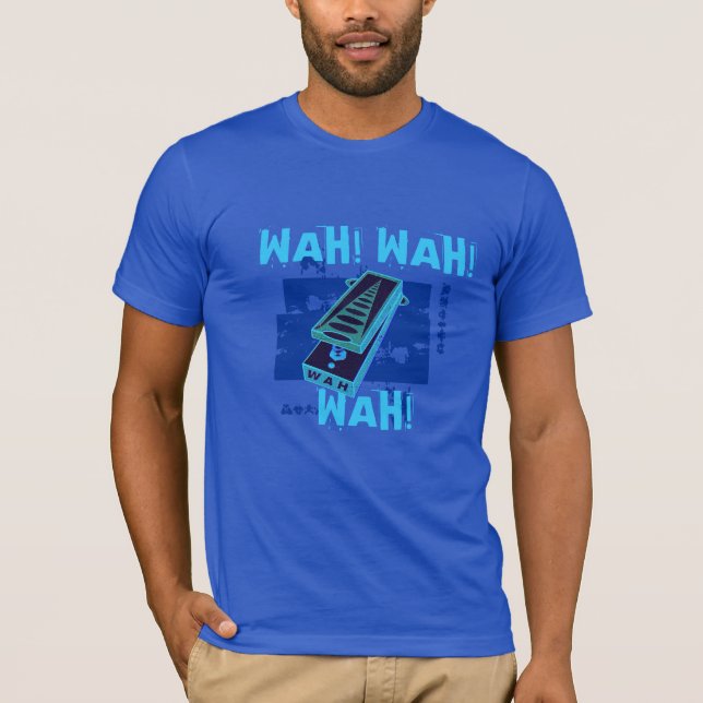 Camiseta ¡Wah! ¡Wah! ¡Wah! Pedal de la guitarra, azul (Anverso)