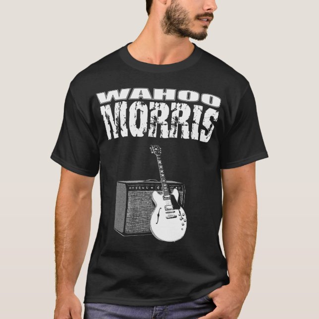Camiseta Wahoo Morris T, blanco en negro: Guitarra y (Anverso)