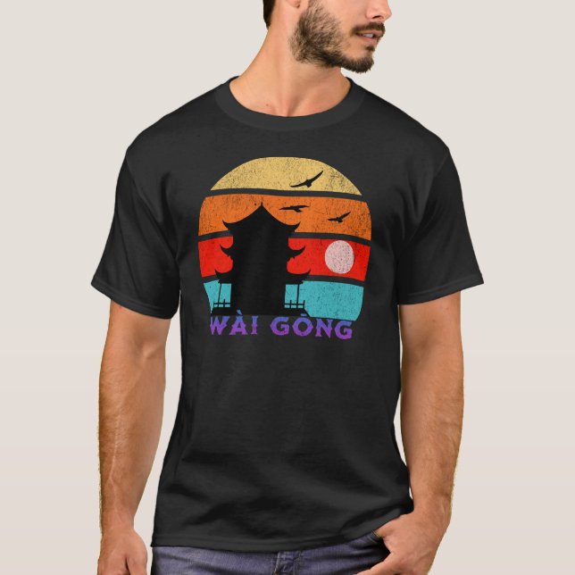 Camiseta Wài Gōng Retro Abuelo del Océano atardecer (Anverso)
