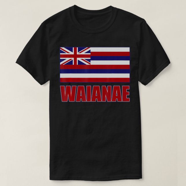 Camiseta WAIANAE Hawaii Bandera hawaiana, Hawaii 96792 (Diseño del anverso)