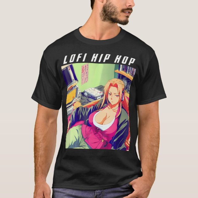 Camiseta Waifu Manga Anime Chica 90 Retro Lofi Hip Hop (Anverso)