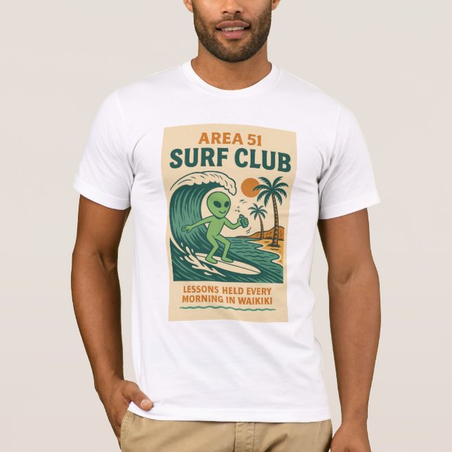 Camiseta Waikiki Area 51 Surf Club Roswell Aliens años 1950 (Anverso)