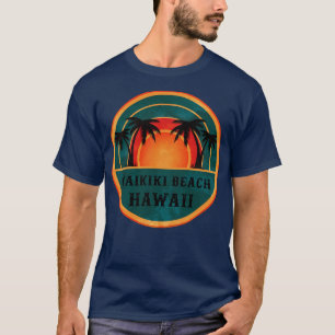 Camiseta Waikiki Beach Hawaii Beach Retro Sunset