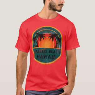 Camiseta Waikiki Beach Hawaii Beach Vintage Retro Sunset