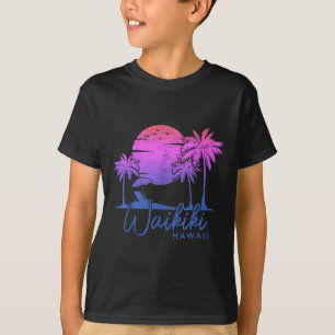 Camiseta Waikiki Beach Hawaii Surf Vintage Sunset Surfer