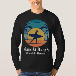 Camiseta Waikiki Beach Honolulu Hawaii Surfista Vinta