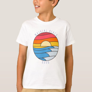 Camiseta Waikiki Beach Oahu Vintage Beach Sunset