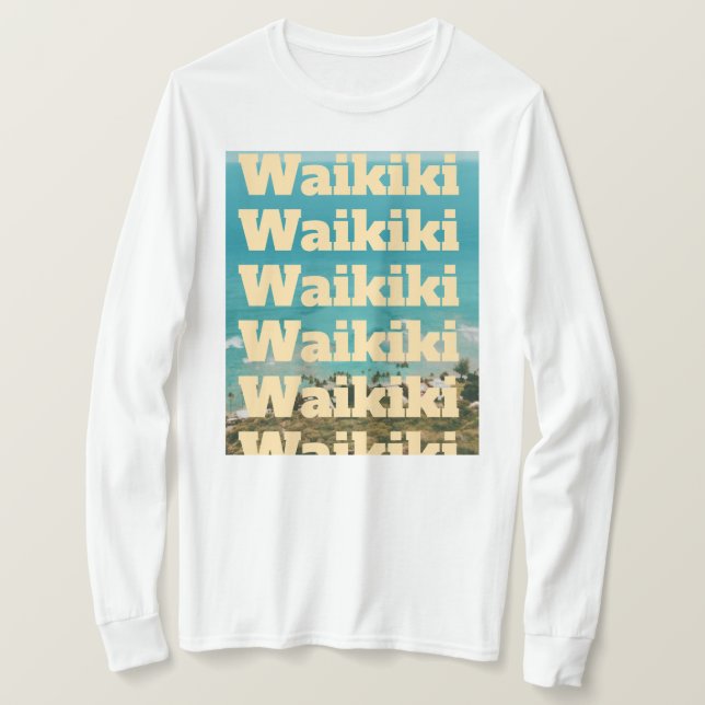 Camiseta Waikiki, Honolulu, Oahu, Hawái (Anverso del diseño)