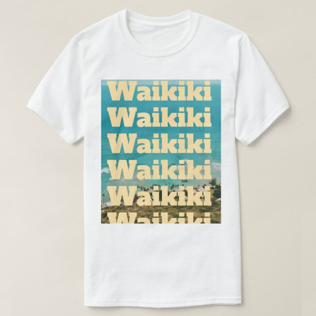 Camiseta Waikiki, Honolulu, Oahu, Hawái (Diseño del anverso)