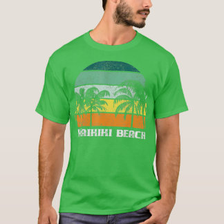 Camiseta Waikiki Oahu Hawaii Palm Tree Sunset Souvenir 