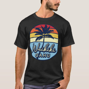 Camiseta Waikiki Oahu Hawaii Retro Sunset