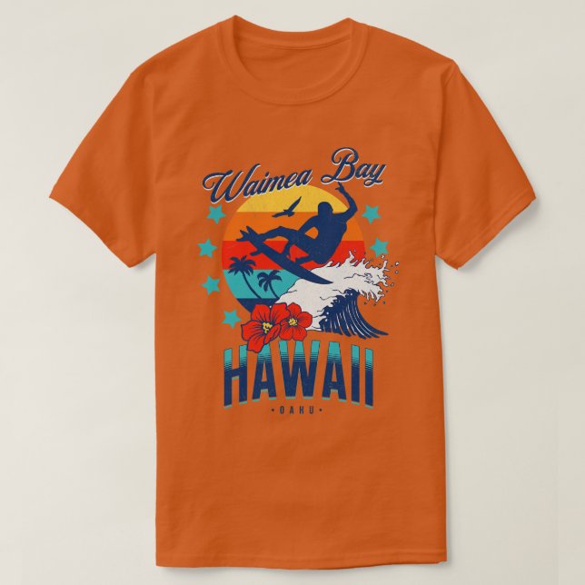 Camiseta Waimea Bay Oahu Hawaii Big Wave Surfing (Diseño del anverso)