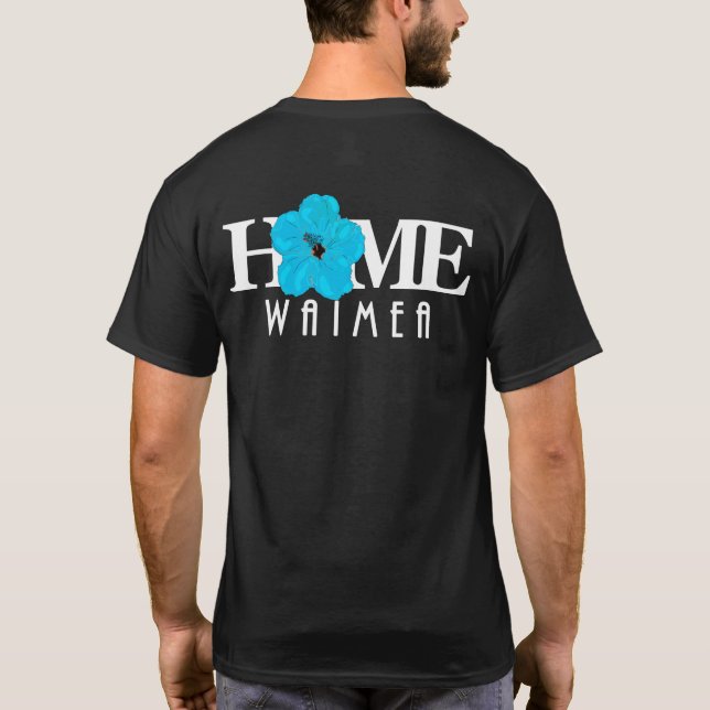 Camiseta Waimea Hawaii Blue Hibiscus (letra trasera) texto (Reverso)