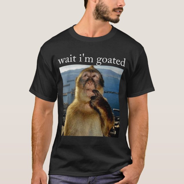 Camiseta Wait I'm Goated Funny Thinking Monkey Meme Brainro (Anverso)