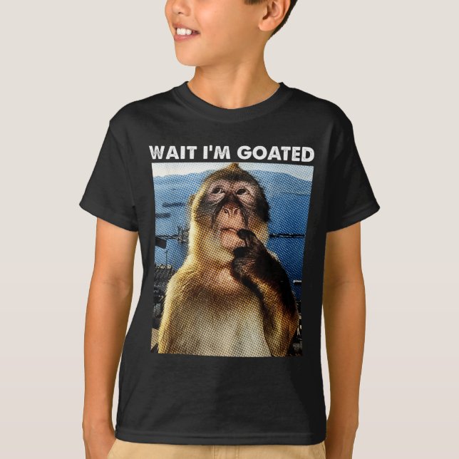 Camiseta Wait I'm Goated Funny Thinking Monkey Meme Brainro (Anverso)