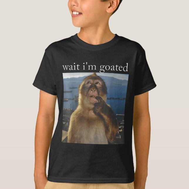 Camiseta Wait I'm Goated Funny Thinking Monkey Meme Gen Z H (Anverso)