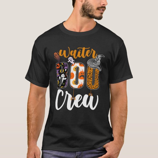 Camiseta Waiter Boo Crew Fantasma Divertido Halloween (Anverso)