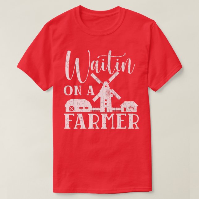 Camiseta Waiting For A Farmer Funny Farming Tractor Animals (Diseño del anverso)