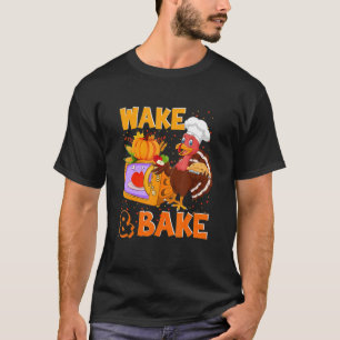 Camiseta Wake Bake Turkey Comida Cena Chef Gracioso Que