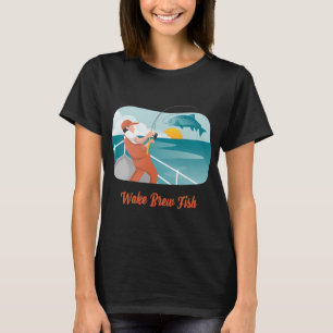 Camiseta Wake Brew Fish - Pesca en Barco Retro & Lago al Am