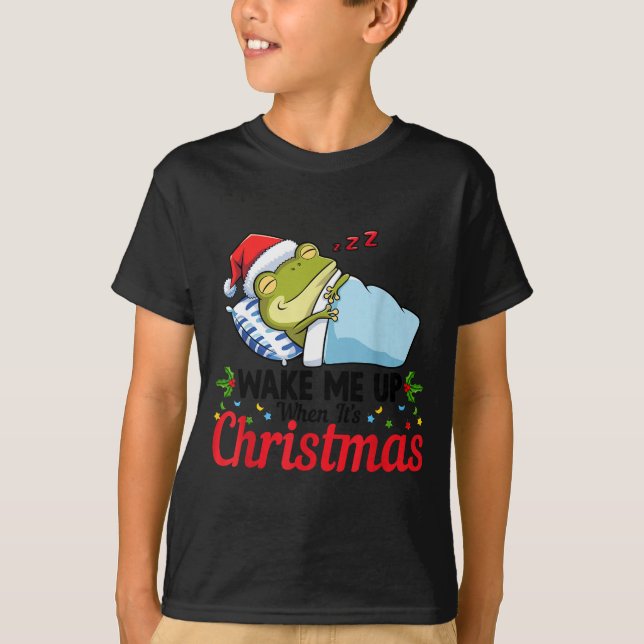 Camiseta Wake Me Up When It's Christmas Cute Frog Animal Sl (Anverso)