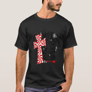 Camiseta Wake Pray Sleigh Todo El Día Candy Cane Cross Jesu