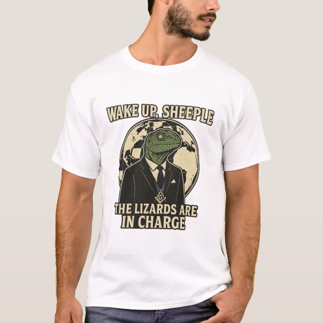 Camiseta Wake Up Sheeple Lizard Rulers Parody (Anverso)