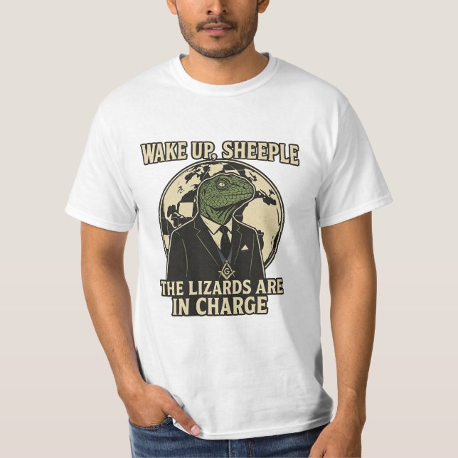 Camiseta Wake Up Sheeple Lizard Rulers Parody (Anverso)