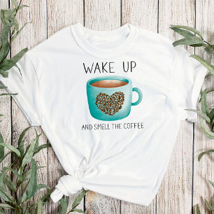 Camiseta Wake Up Smell the Coffee - Watercolor Coffee Beans