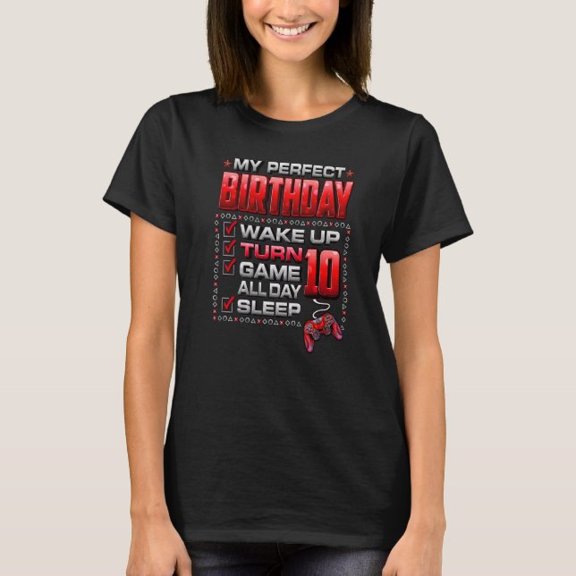 Camiseta Wake Up Turn 10 Game All Day Gamer 10 cumpleaños (Anverso)