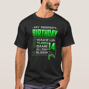 Camiseta Wake Up Turn 14 Game All Day Gamer 14Th Birthday P